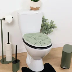 Accessoire Wc|TENDANCE Abattant WC 18 pouces MDF Actuel Vert d'eau Beige