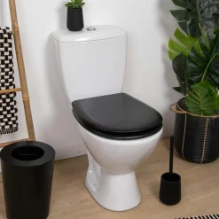 Accessoire Wc|TENDANCE Abattant WC 18 pouces MDF Façon Bois Scandi Noir