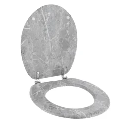Accessoire Wc|TENDANCE Abattant WC 18 pouces MDF Façon Marbre Gris