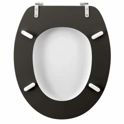 Accessoire Wc|douceur d'intu017drieur Abattant WC bois (37 x 46 cm) Cocoty Noir