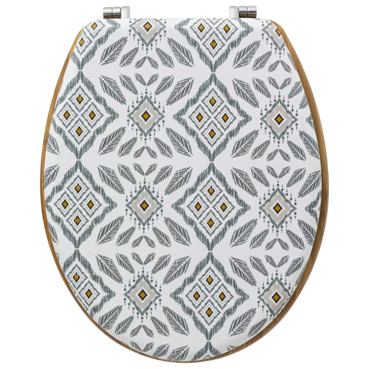 Accessoire Wc|ATMOSPHERA Abattant WC bois (36 x 42,5 cm) Hapache Multicolore Blanc