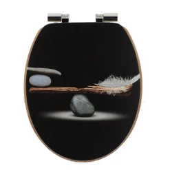 Accessoire Wc|TENDANCE Abattant WC frein de chute 18 pouces MDF Plenitude Noir