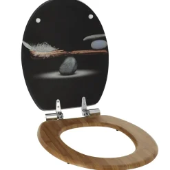 Accessoire Wc|TENDANCE Abattant WC frein de chute 18 pouces MDF Plenitude Noir