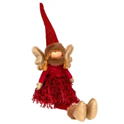 Père Noël, Animaux Et Personnage|Déco Et Objet Lumineux|JJA Ange de Noël lumineux à piles (H55 cm) Fée clair de lune assise Rouge