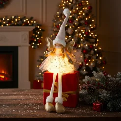 Père Noël, Animaux Et Personnage|Déco Et Objet Lumineux|KOOPMAN Ange de Noël lumineux à piles (H60 cm) Gladys étoiles Rose