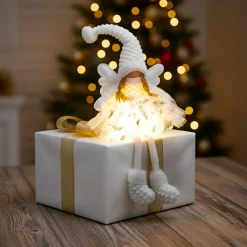 Père Noël, Animaux Et Personnage|Déco Et Objet Lumineux|KOOPMAN Ange de Noël lumineux à piles (H60 cm) Gladys plumage Blanc