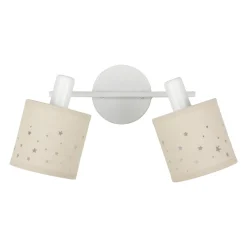 Applique|OSTARIA Applique murale 2 abat-jour orientables métal et lin (30 x 17 cm) Estrella Beige