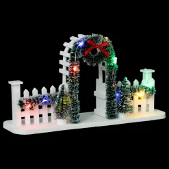 Personnage Et Accessoire Pour Village|FEERIC LIGHTS Arche et clôture lumineuse à piles (H11 cm) pour aménager un village