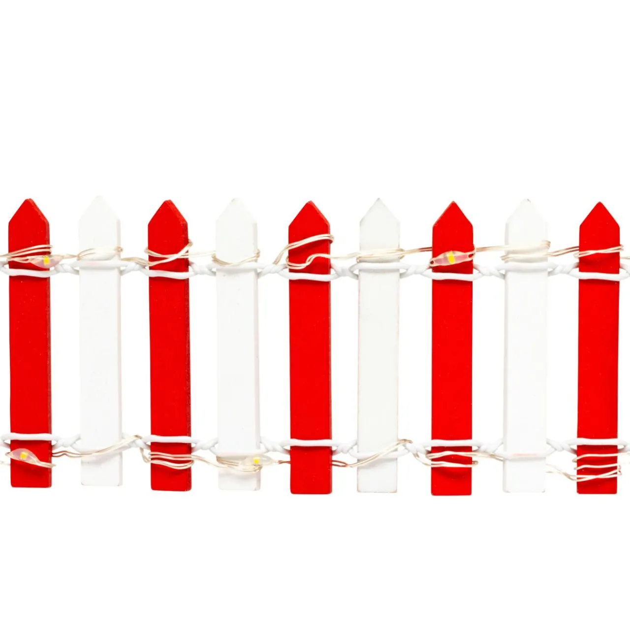 Personnage Et Accessoire Pour Village|JJA Barrière en bois lumineuse (H9 cm) pour village Rouge