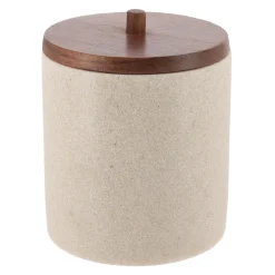 Accessoire Salle De Bain|TENDANCE Boite à coton bois Acacia Naturel Beige
