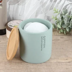 Accessoire Salle De Bain|TENDANCE Boite à coton Purebamboo Vert Eucalyptus