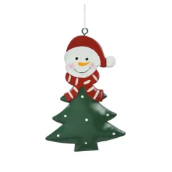 Décoration De Sapin|KAEMINGK Bonhomme de neige à suspendre en métal (H12 cm) Sapin et pois Vert