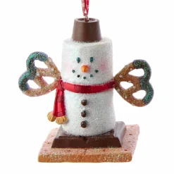 Décoration De Sapin|CHRISTMAS INSPIRATIONS Bonhomme de neige à suspendre (H7 cm) Bretzel Blanc