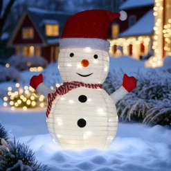 Père Noël, Animaux Et Personnage|Déco Et Objet Lumineux|KOOPMAN Bonhomme de neige lumineux à piles (H68 cm) Pliable Blanc