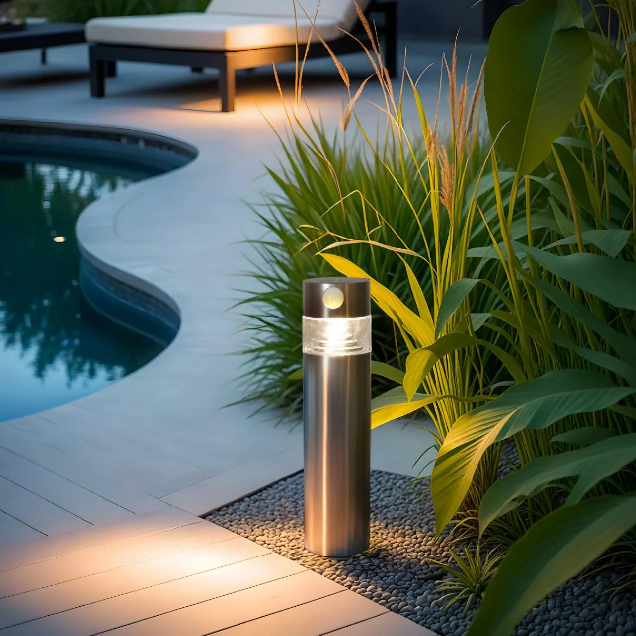 Luminaire Jardin|Eclairage Extérieur|#N/A Borne de jardin solaire 150 lumens (H30 cm) Premium Argent Gris