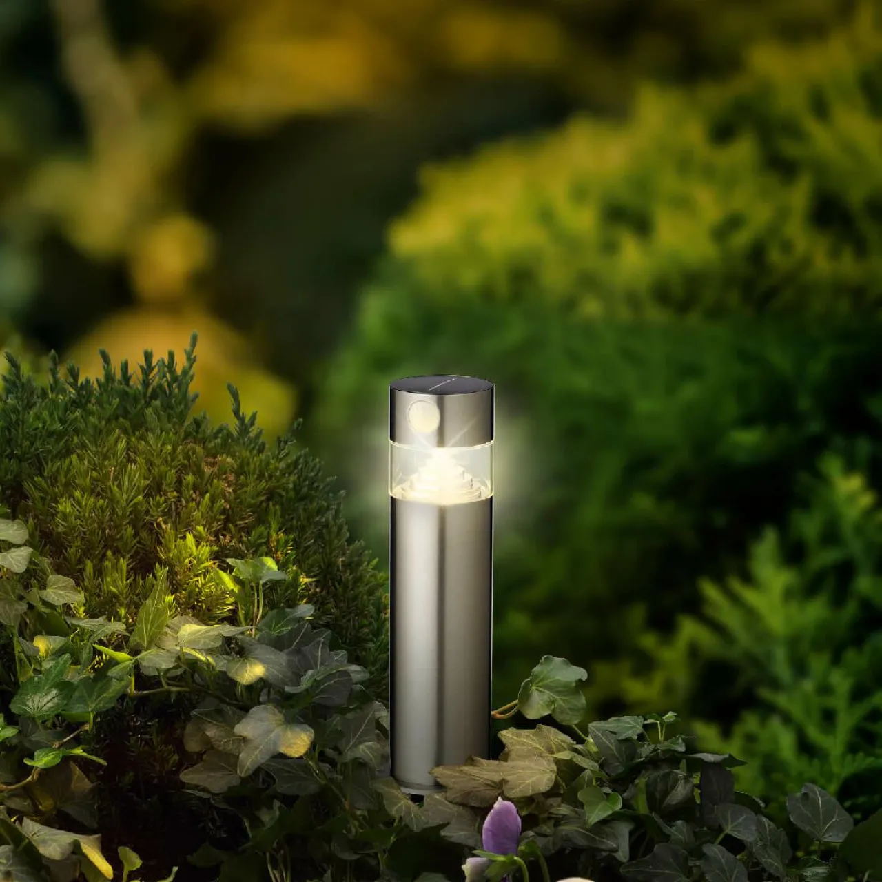 Luminaire Jardin|Eclairage Extérieur|#N/A Borne de jardin solaire 150 lumens (H30 cm) Premium Argent Gris