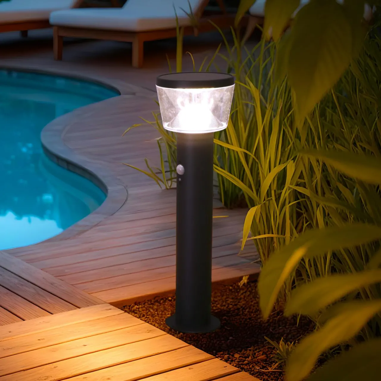 Luminaire Jardin|Eclairage Extérieur|#N/A Borne de jardin solaire 600 lumens (H54 cm) Orion lux Gris Anthracite