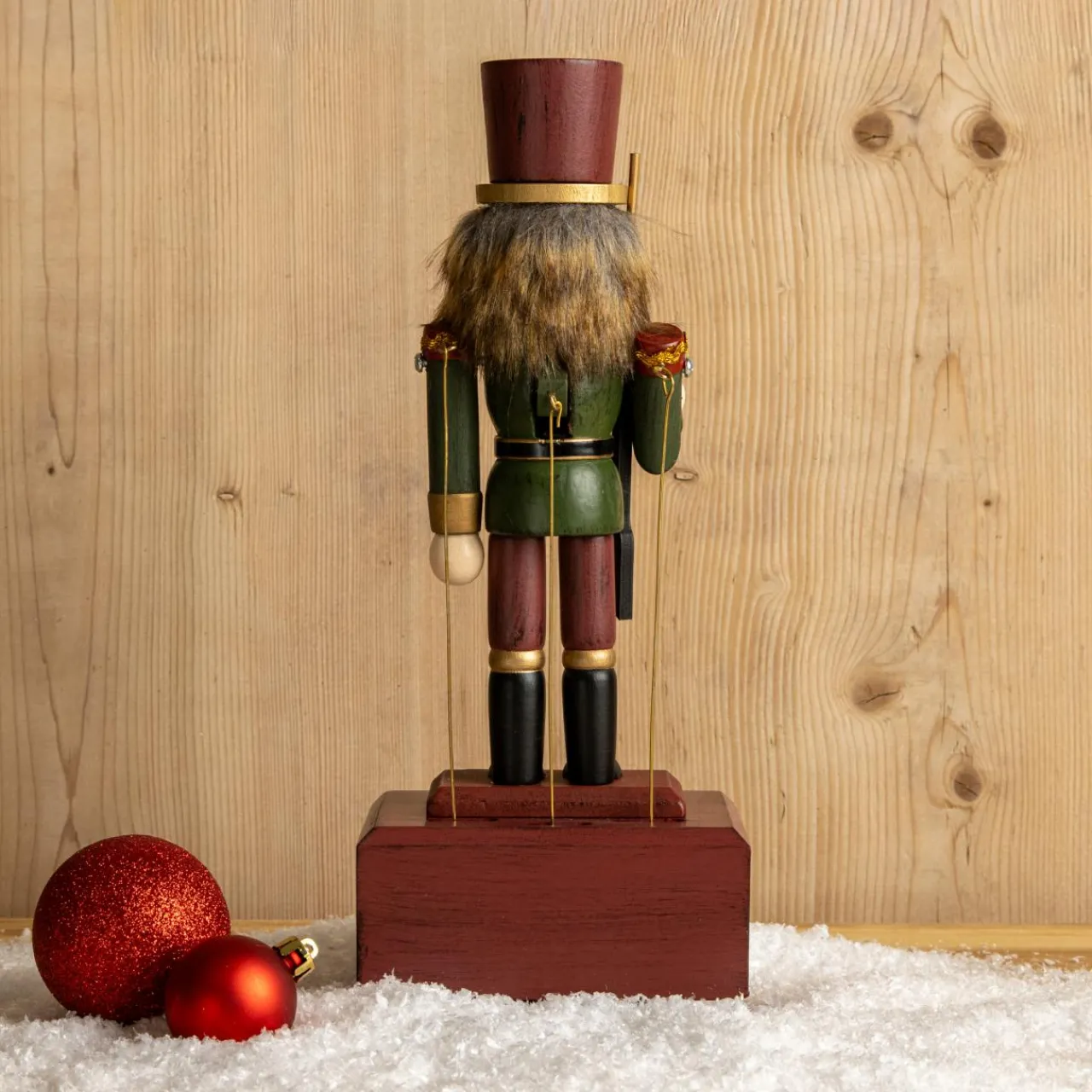 Père Noël, Animaux Et Personnage|KAEMINGK Boîte à musique (H30 cm) Casse noisette Timothé la royauté Vert et Bordeaux