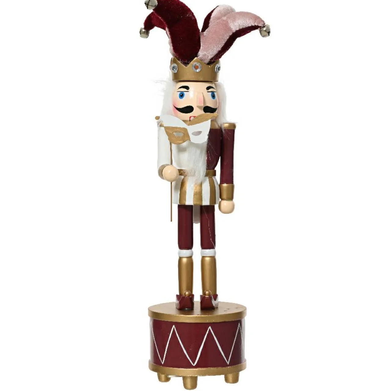 Père Noël, Animaux Et Personnage|KAEMINGK Boîte à musique (H30 cm) Casse-noisette Arlequin Lie de vin Bordeaux