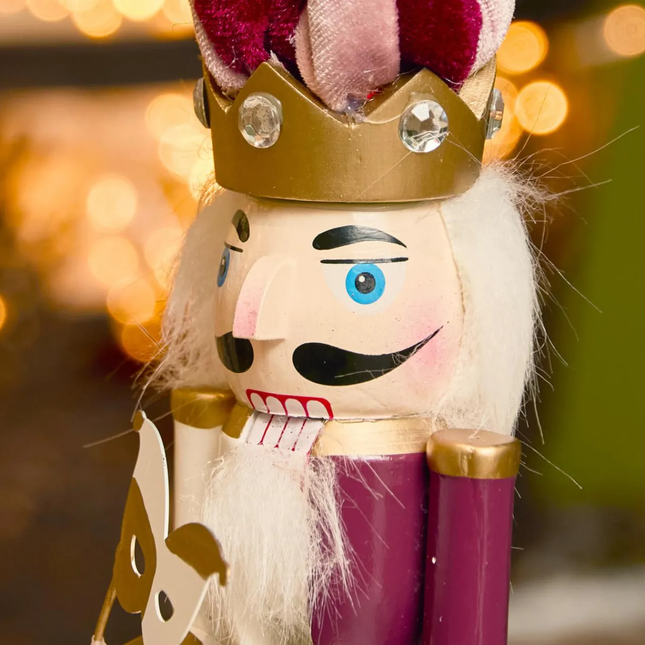 Père Noël, Animaux Et Personnage|KAEMINGK Boîte à musique (H30 cm) Casse-noisette Arlequin Lie de vin Bordeaux