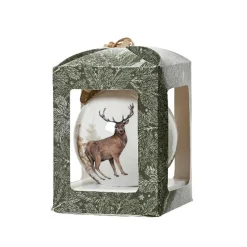 Boule De Noël|KAEMINGK Boule de Noël (D100 mm) Cerf sauvage et noeud Naturel Blanc