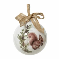 Boule De Noël|KAEMINGK Boule de Noël (D100 mm) Écureuil sauvage et noeud Naturel Blanc