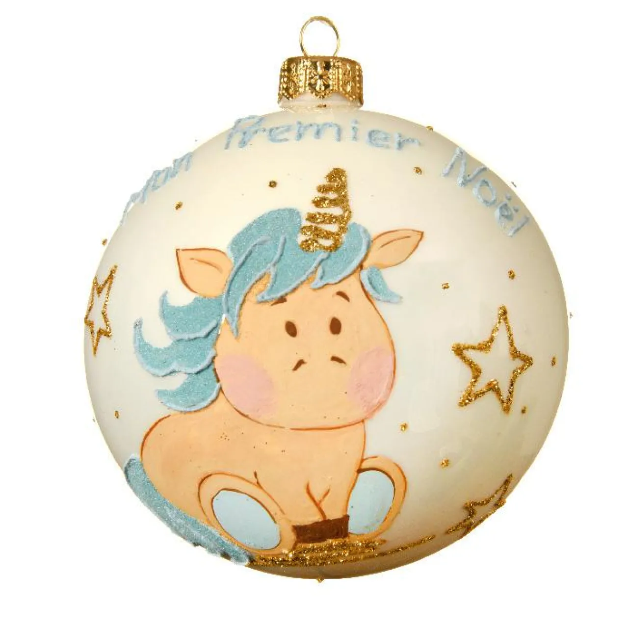 Boule De Noël|KAEMINGK Boule de Noël (D100 mm) Mon premier Noël en verre Jolly Bleu