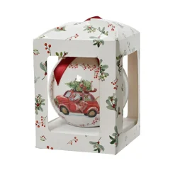 Boule De Noël|KAEMINGK Boule de Noël (D100 mm) Noeud rouge Voiture du Père Noël Blanc