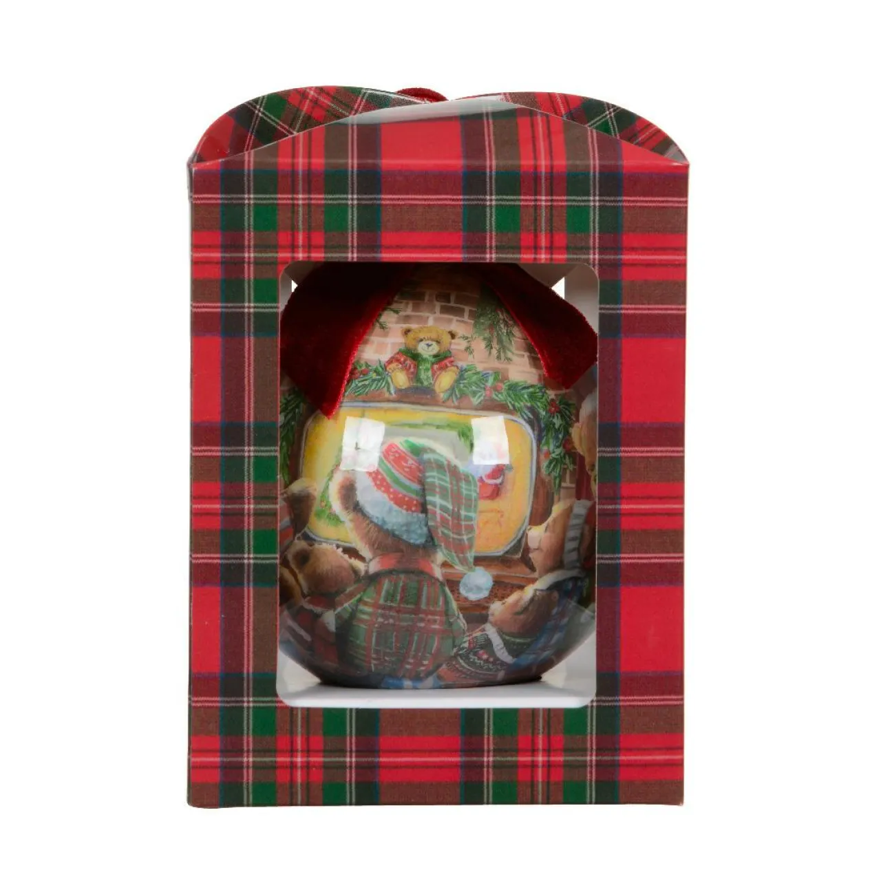 Boule De Noël|KAEMINGK Boule de Noël (D100 mm) Petits oursons Bordeaux