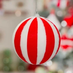 Boule De Noël|JJA Boule de Noël (D150 mm) Rayures et Blanc Rouge