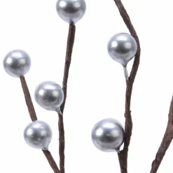 Branches Artificielles|KAEMINGK Branche de baies laquées (26 cm) Glace d' Argent
