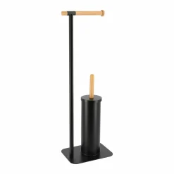 Accessoire Wc|TENDANCE Brosse et dérouleur papier toilette Bambou Noir