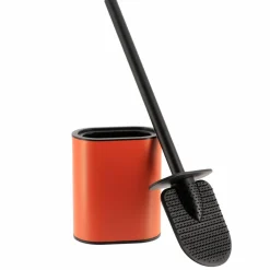 Accessoire Wc|TENDANCE Brosse WC à tête plate Black line Terre de sienne/Noir Rouge brun