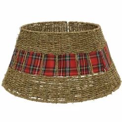 Cache Pied Sapin|KAEMINGK Cache pied de sapin en osier (D57 cm) Tartan écossais Rouge