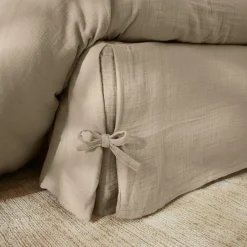 Protection De Literie|EMINZA Cache-sommier Gaze de coton (140 x 190 cm) Gaïa Ficelle