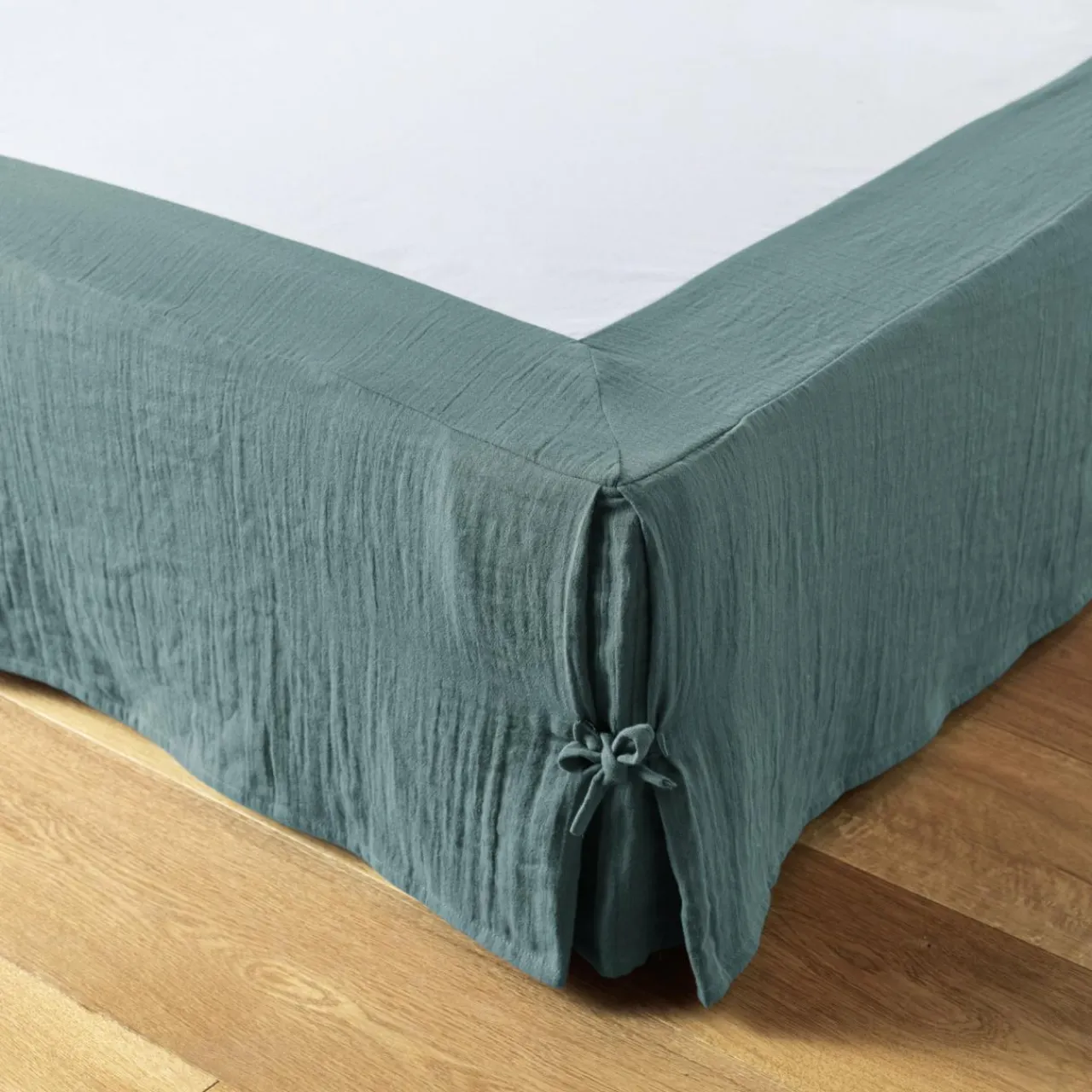 Protection De Literie|EMINZA Cache-sommier Gaze de coton (160 x 200 cm Gaïa Bleu canard