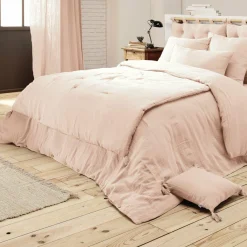 Protection De Literie|EMINZA Cache-sommier Gaze de coton (140 x 190 cm) Gaïa Rose poudré