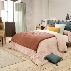 Protection De Literie|EMINZA Cache-sommier Gaze de coton (160 x 200 cm) Gaïa Rose poudré