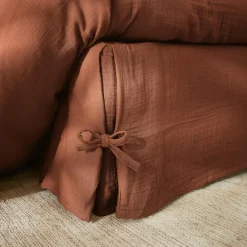 Protection De Literie|EMINZA Cache-sommier Gaze de coton (90 x 190 cm) Gaïa Terracotta