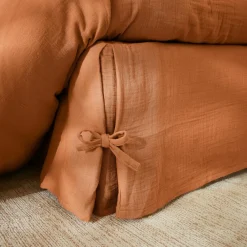 Protection De Literie|EMINZA Cache-sommier Gaze de coton (90 x 190 cm) Gaïa Abricot