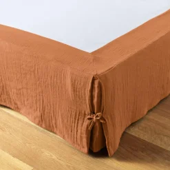 Protection De Literie|EMINZA Cache-sommier Gaze de coton (90 x 190 cm) Gaïa Abricot