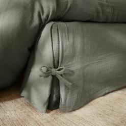 Protection De Literie|EMINZA Cache-sommier Gaze de coton (90 x 190 cm) Gaïa Vert romarin