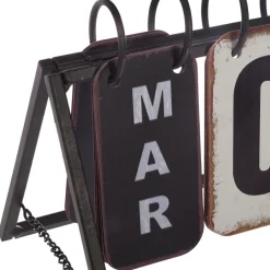 Objet Déco|ATMOSPHERA Calendrier à poser en métal (H14 cm ) Vintage Noir