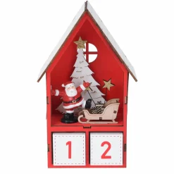 Déco Et Objet De Noël|KOOPMAN Calendrier de l'Avent lumineux Maison du Père Noël Rouge