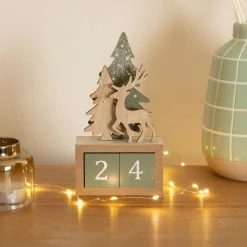 Déco Et Objet De Noël|KAEMINGK Calendrier de Noël cubes en bois (H18 cm) Cerf Naturel