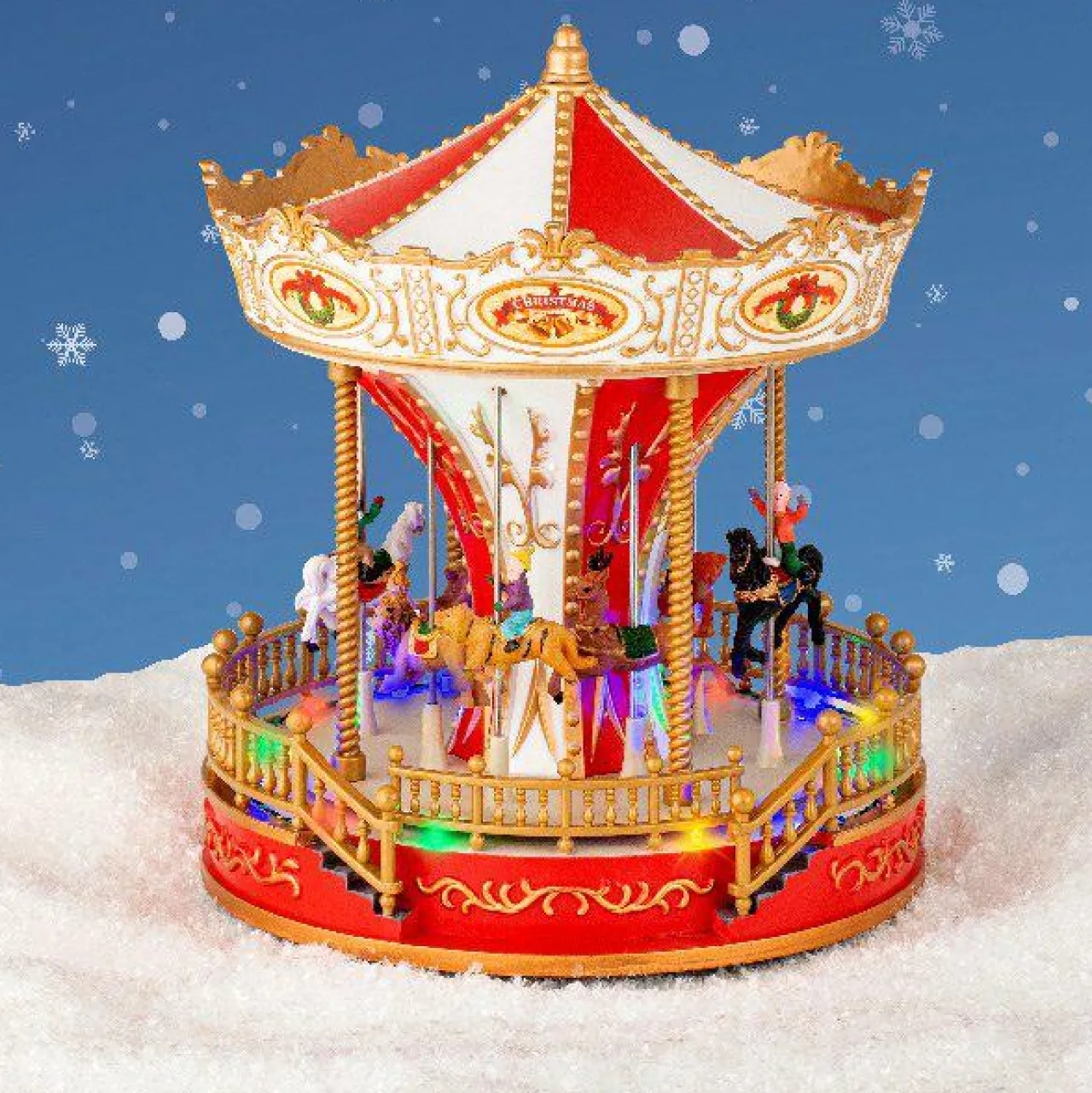 Village De Noël Lumineux|KAEMINGK Carrousel lumineux et musical à piles D'antan