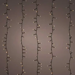 Guirlande Lumineuse|KAEMINGK Cascade lumineuse 2 m 480 LED câble noir Effet scintillant Blanc chaud doré Blanc chaud doré - câble noir