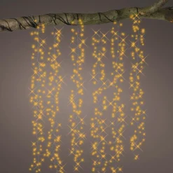 Guirlande Lumineuse|KAEMINGK Cascade lumineuse 1 m 600 Micro LED câble noir 6 Descentes Blanc chaud doré Blanc chaud doré - câble noir