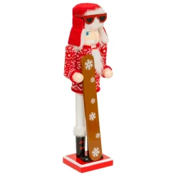 Père Noël, Animaux Et Personnage|JJA Casse-noisette en bois (H38 cm) Bernardo en snow et blanc Rouge