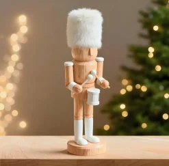 Père Noël, Animaux Et Personnage|JJA Casse-noisette en bois (H25 cm) Tambour battant Naturel